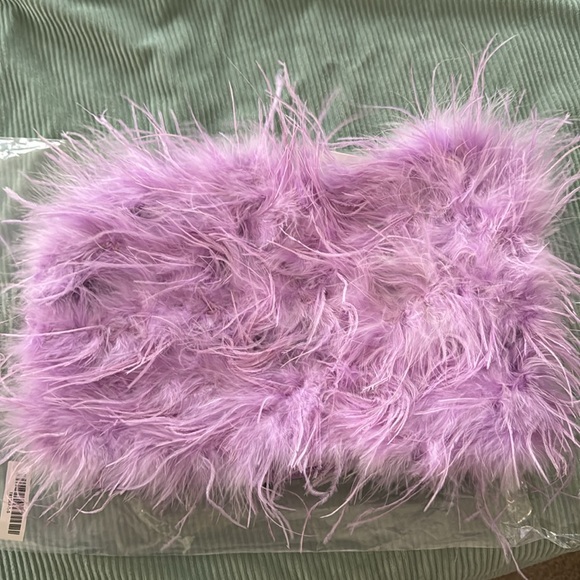 12th Tribe Chanel Faux Feather Top - PURPLE - Picture 3 of 4